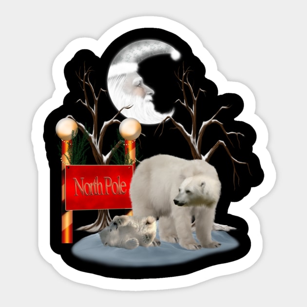 Merry Christmas, polar bear with cub Sticker by Nicky2342